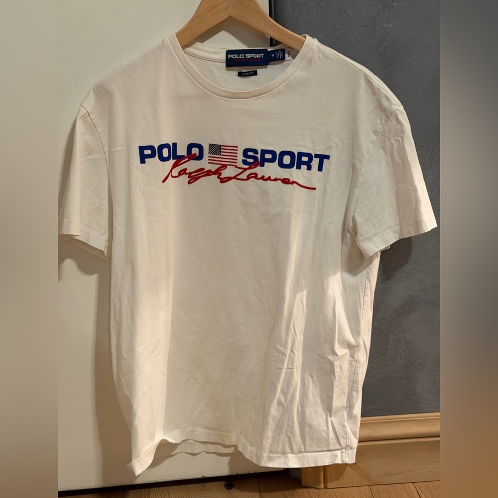 Ralph Lauren Polo Sport White Tee with Blue and Red Logo